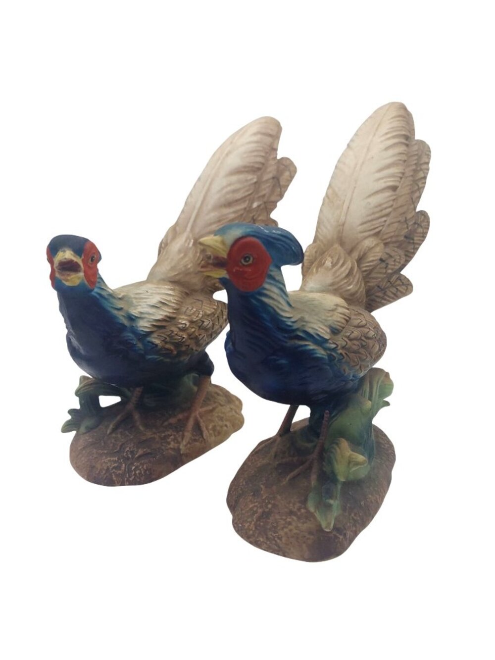 Pheasant Figurine Hand Painted Set of 2 Ceramic Game Bird Artmark Japan Vintage